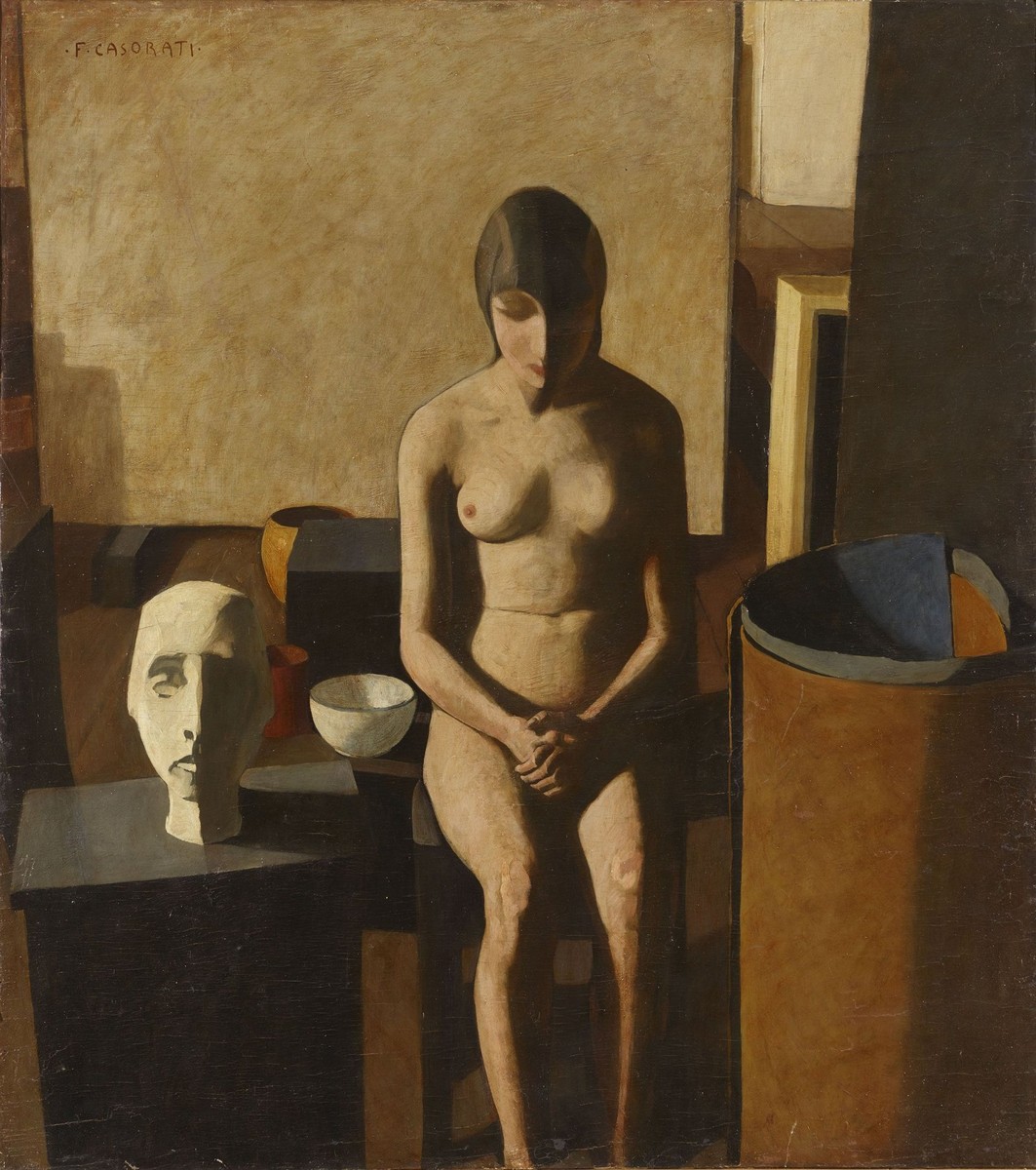 Girl with linoleum by Felice Casorati