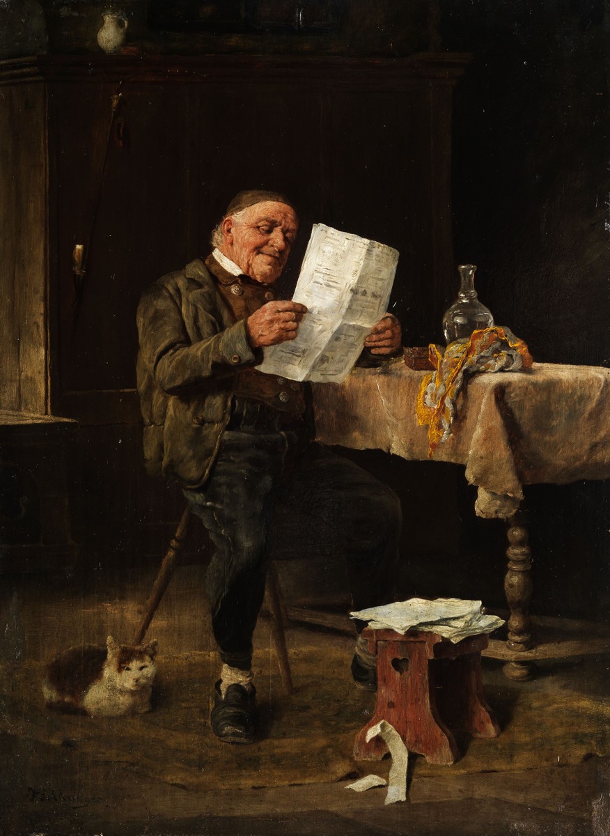Reading the newspaper by Felix Schlesinger