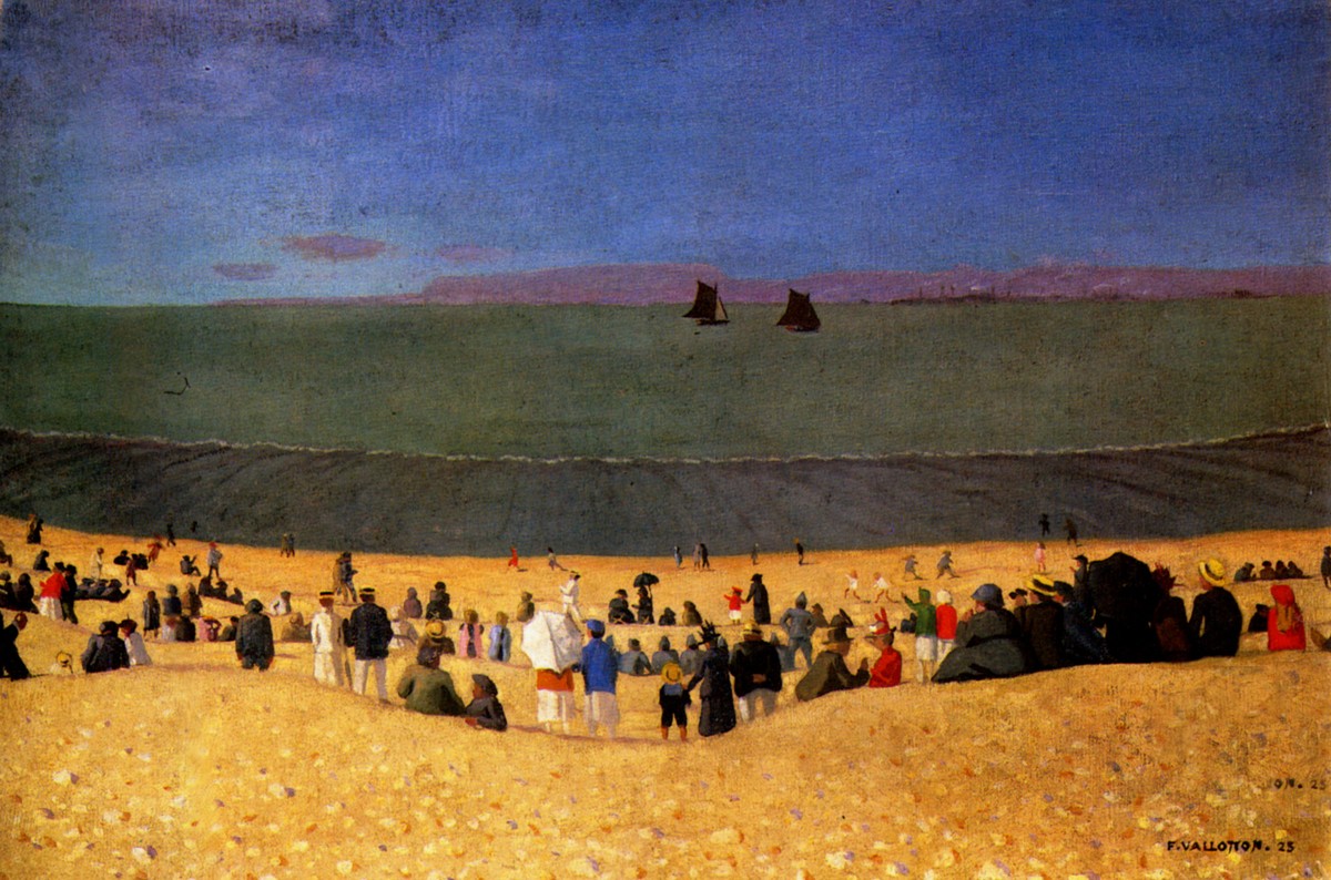 The Beach at Honfleur or Beach with Multitude of Figures by Felix Vallotton