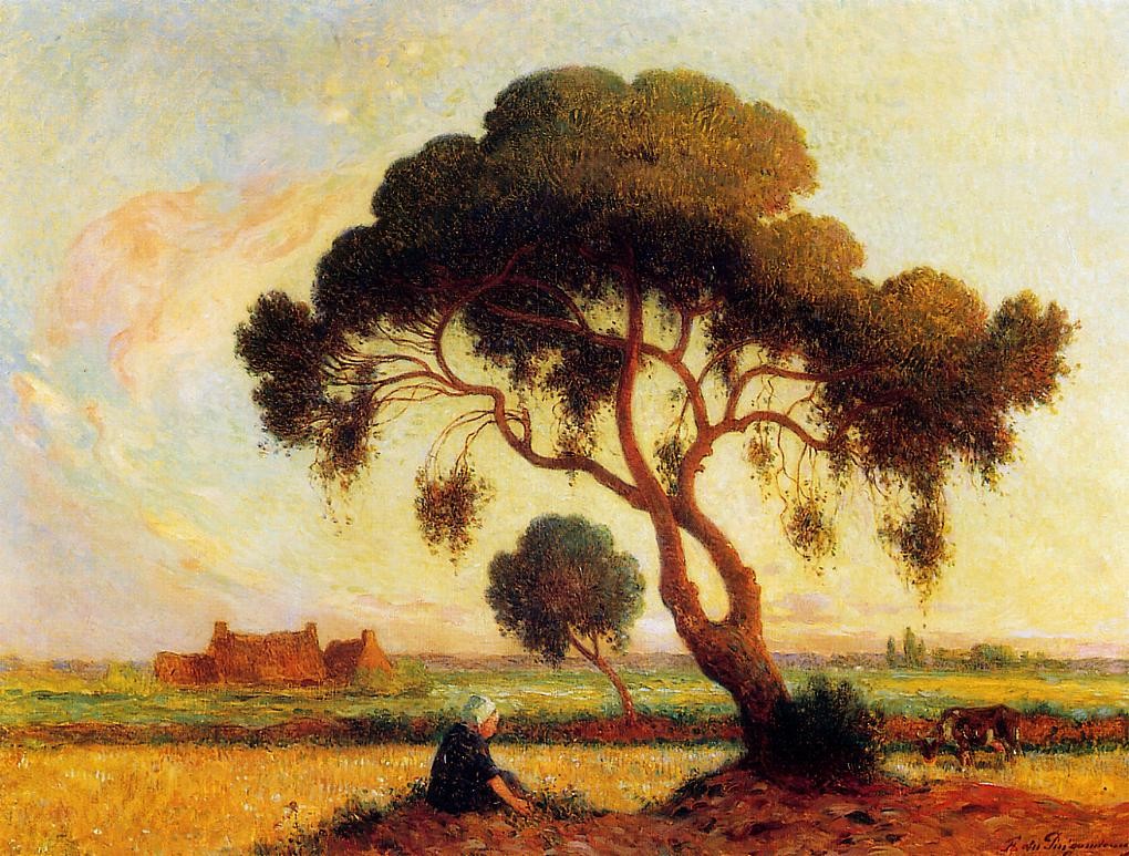 Breton Woman Seated Under a Large Tree by Ferdinand du Puigaudeau
