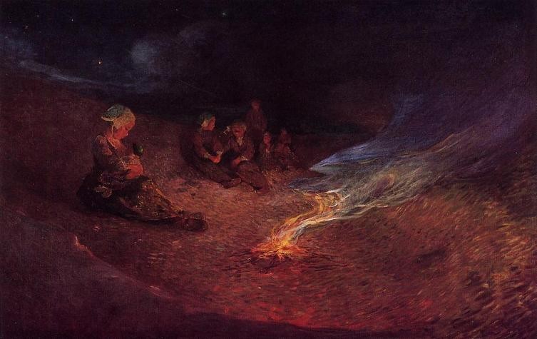 Le Pouldu, Woman Breast Feeding on a Dune by Ferdinand du Puigaudeau
