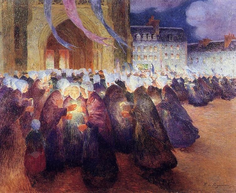 Nightime Procession at Saint-Paul De Leon by Ferdinand du Puigaudeau