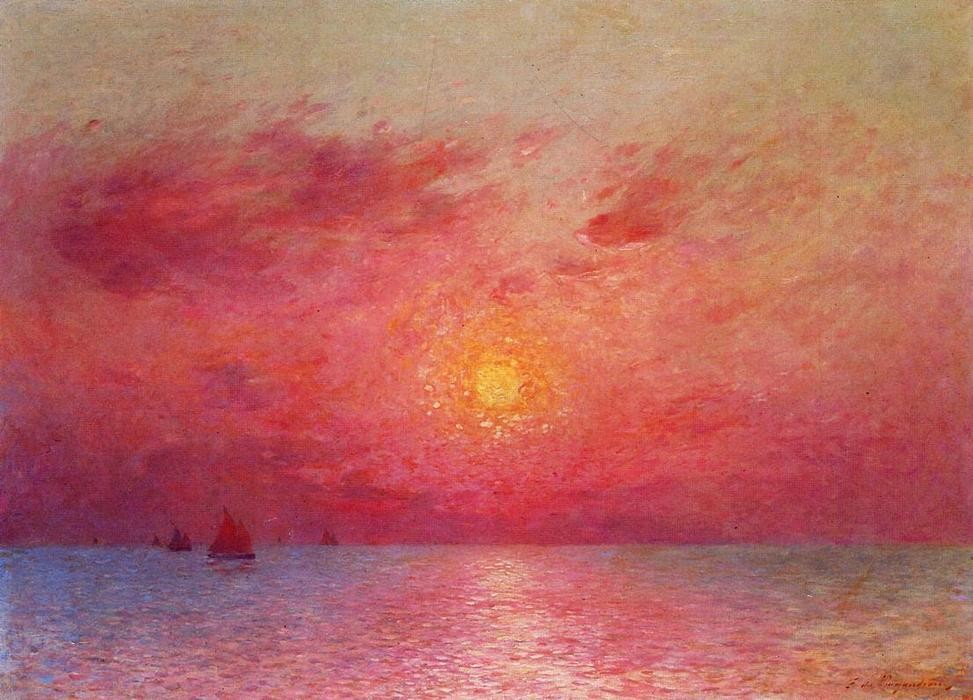 Sailboats at Sea Evening by Ferdinand du Puigaudeau