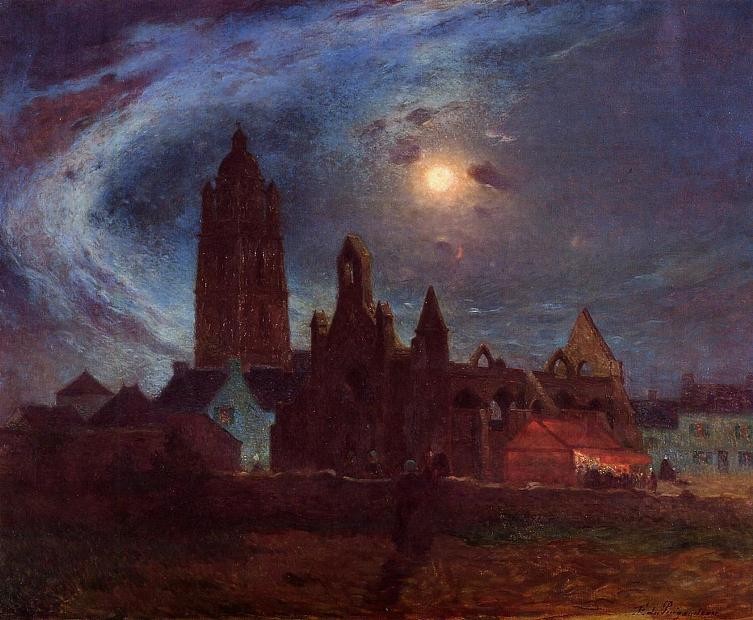 The Bourg-de-batz Church Under the Moon by Ferdinand du Puigaudeau