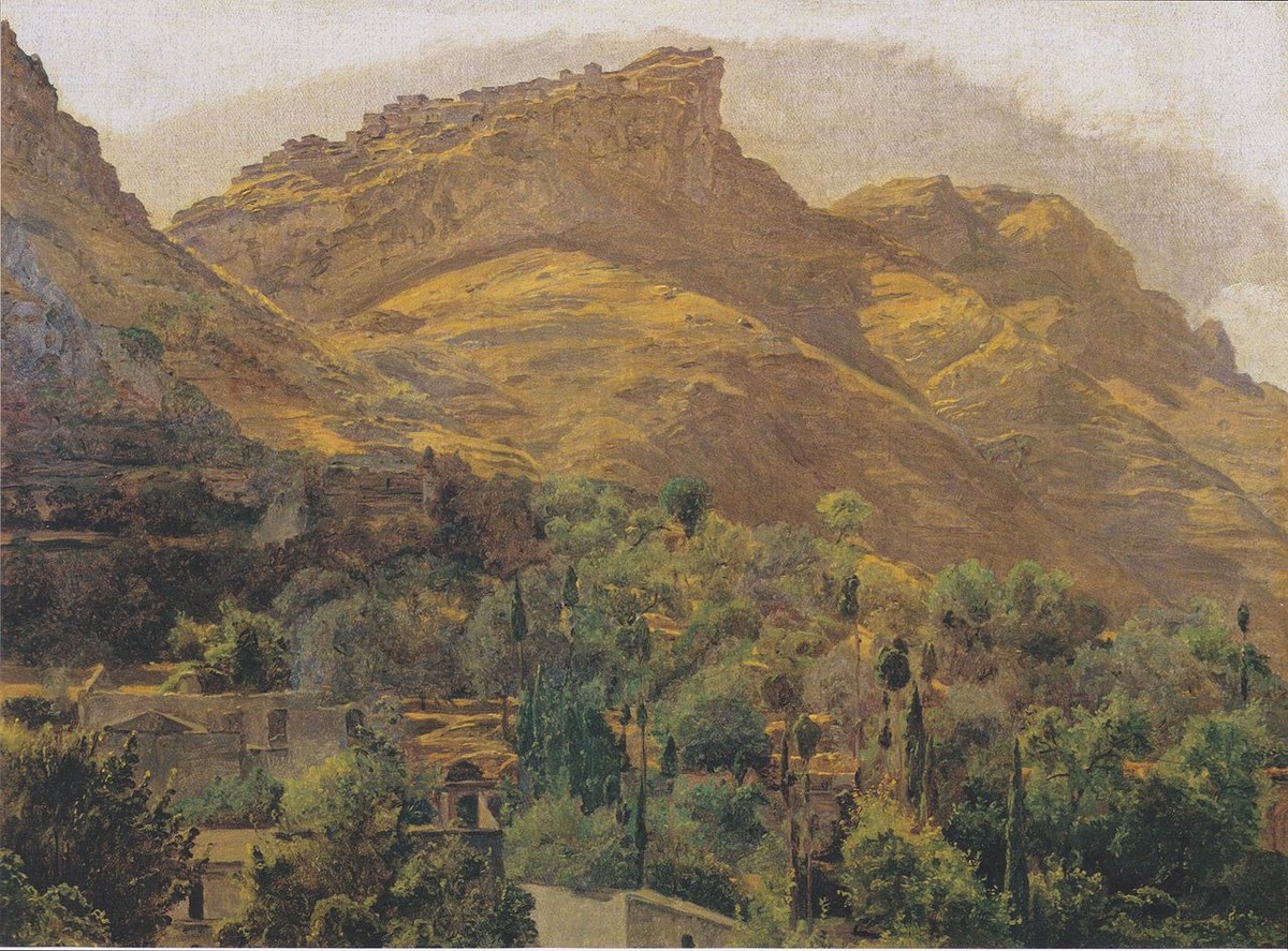 Look to the mountain town of Mola at Taormina by Ferdinand Georg Waldmüller