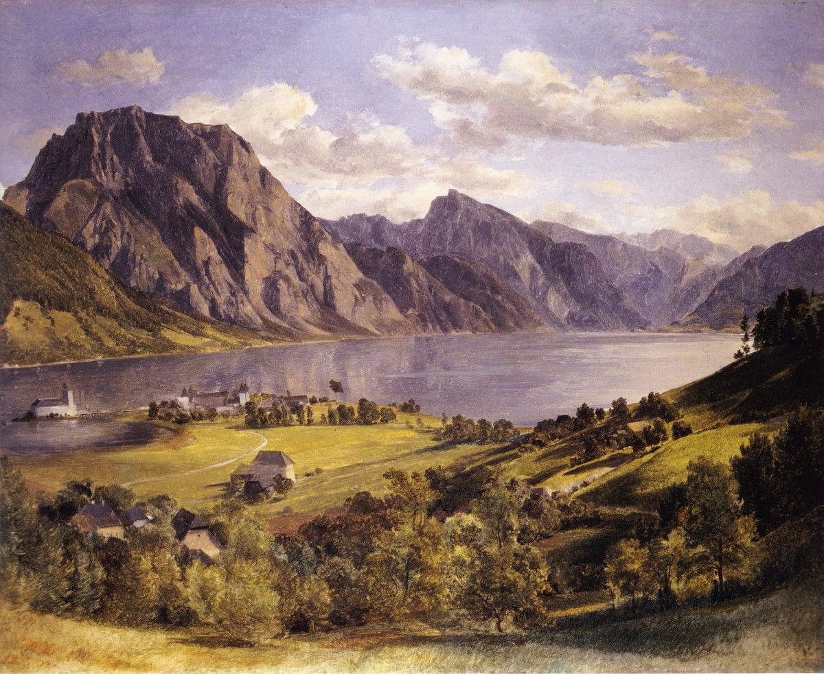 Traunsee with Orth-castle by Ferdinand Georg Waldmüller