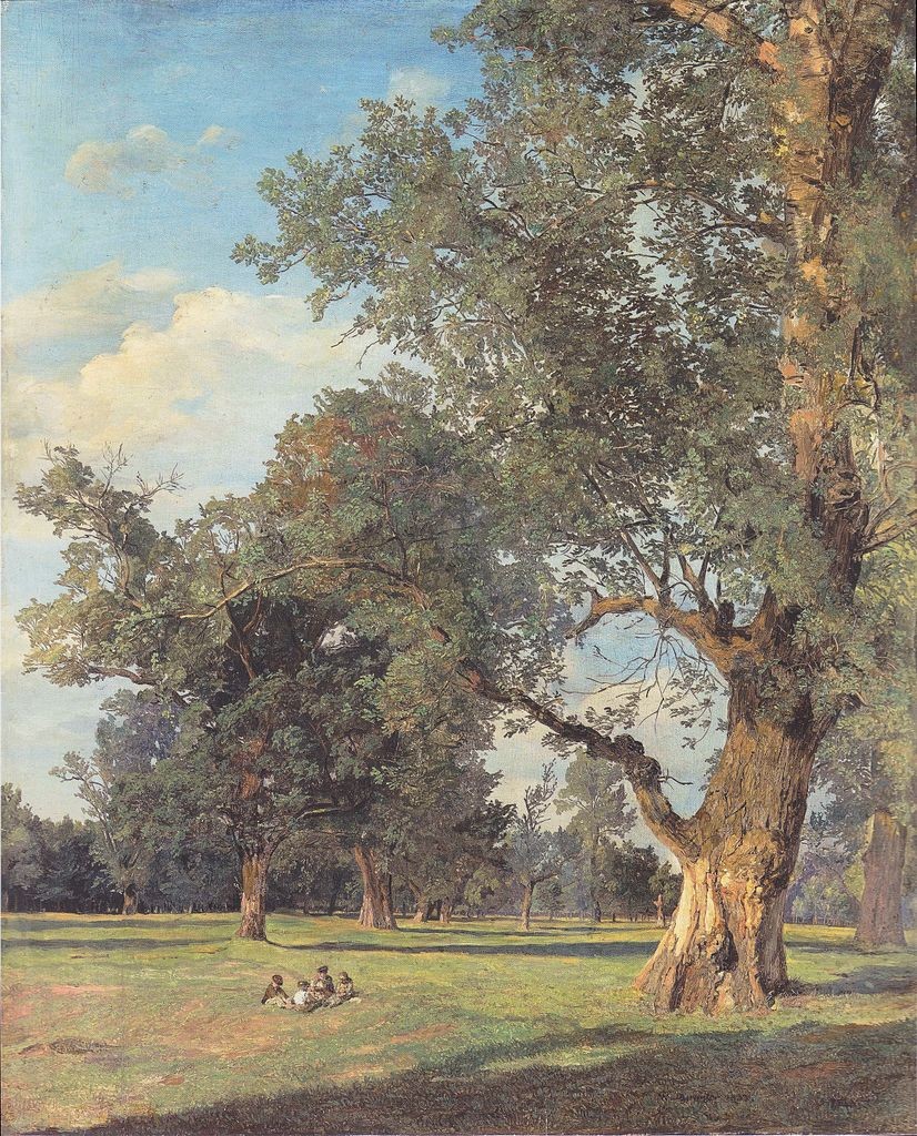 Trees in the Prater with seated figures by Ferdinand Georg Waldmüller