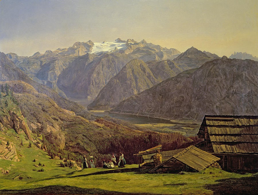 View of the Dachstein with the Hallstättersee from the Hütteneckalpe at Ischl by Ferdinand Georg Waldmüller