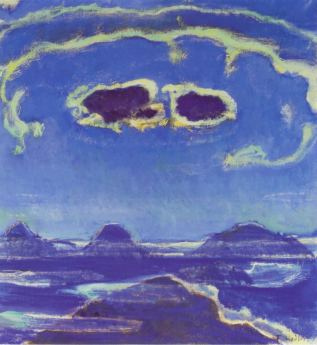 Eiger, Monch and Jungfrau in Moonlight by Ferdinand Hodler