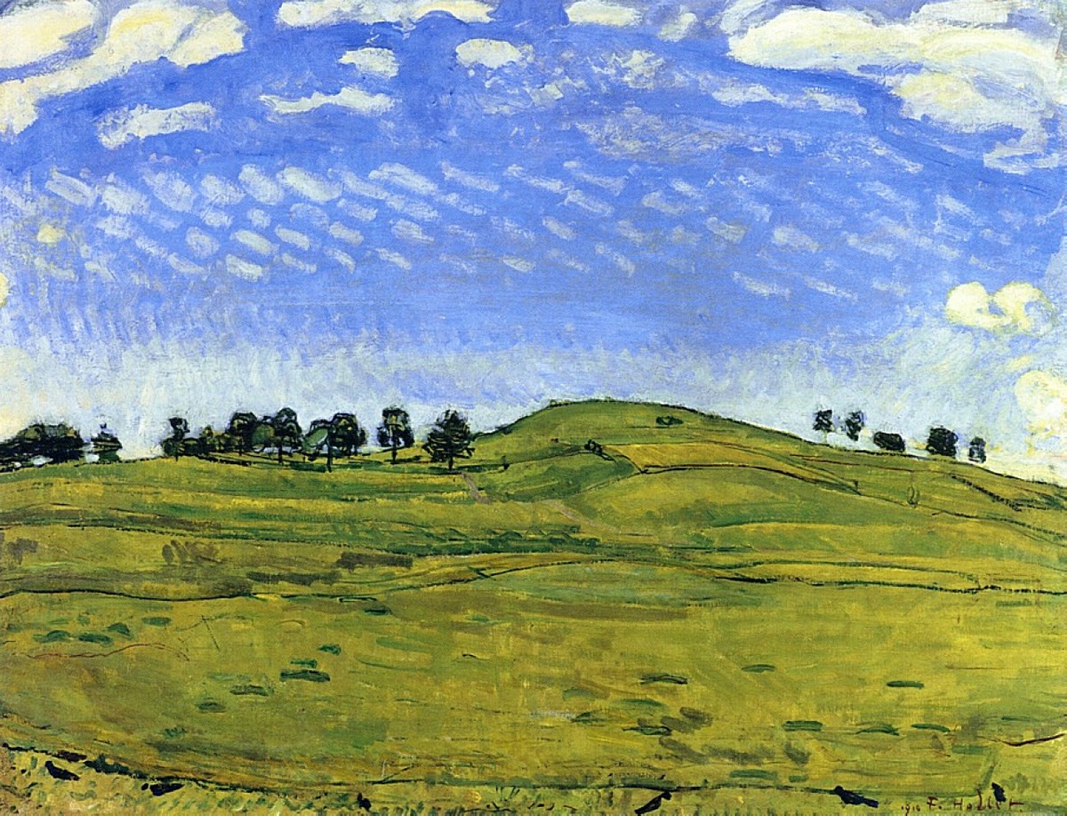 Hilly Landscape with Ravens, in the Bernese Oberland by Ferdinand Hodler