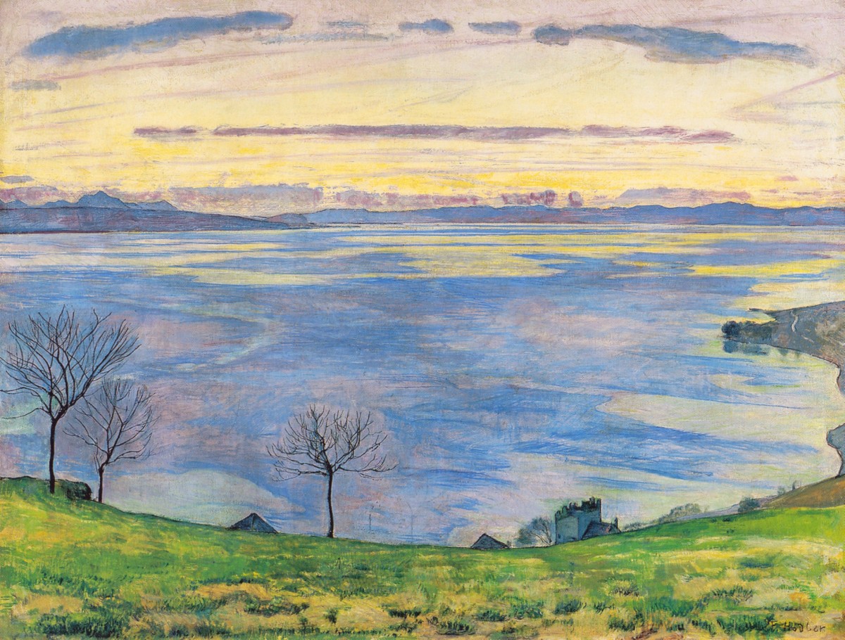 Lake Geneva on the evening in Chexbres by Ferdinand Hodler