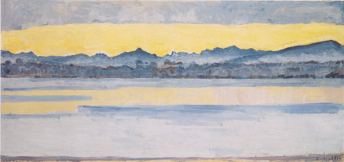 Lake Geneva with Mont Blanc at dawn by Ferdinand Hodler
