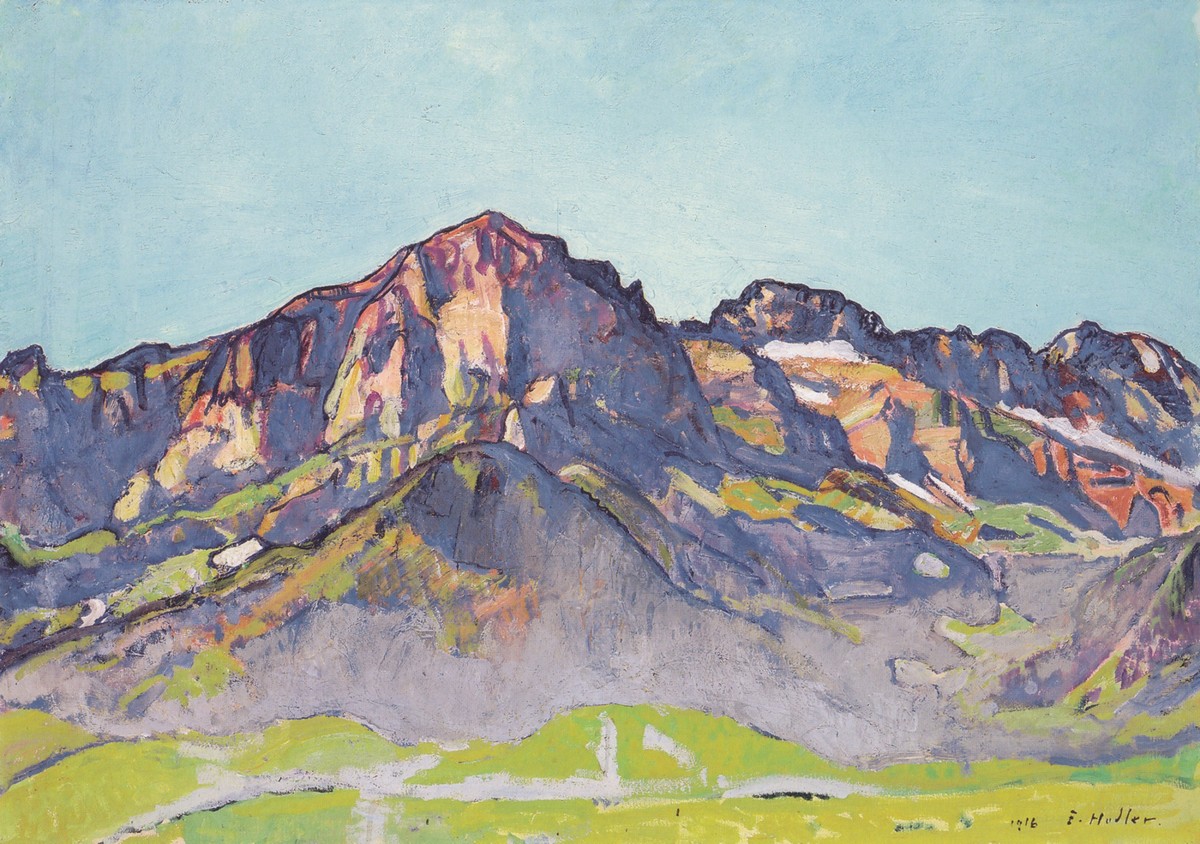 The Dents Blanches in Champéry at the morning sun by Ferdinand Hodler