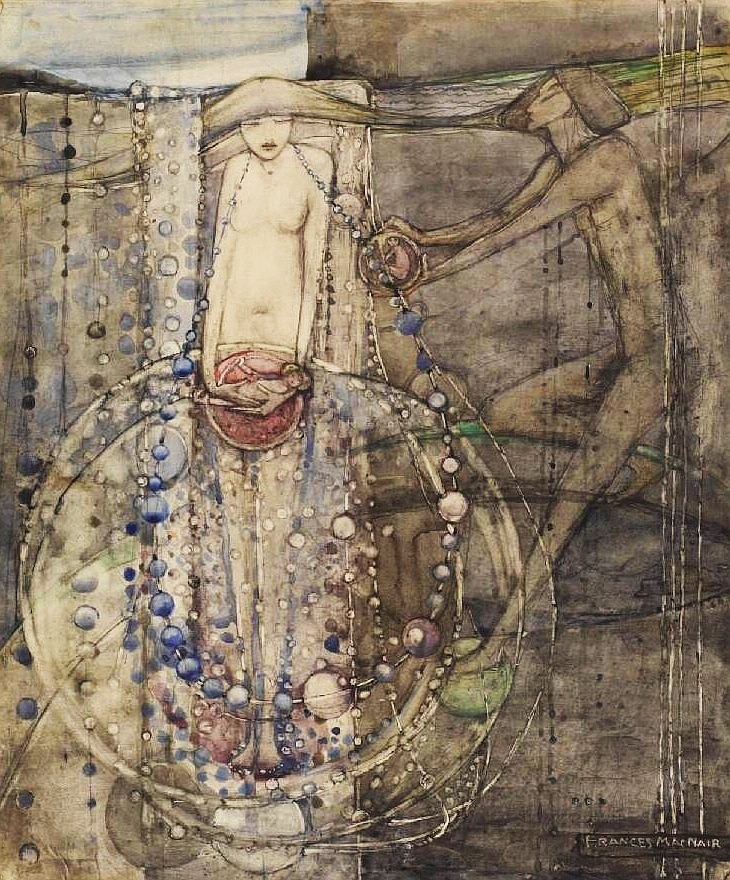 Man Makes the Beads of Life but Woman Must Thread Them by Frances Macdonald