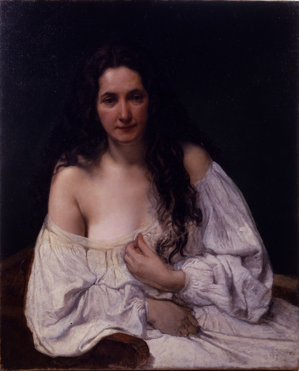 Bust of a woman with scattered hair by Francesco Hayez