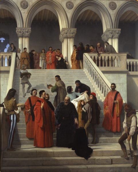 The Final Moments of Doge Marin Faliero on the “del Piombo” Staircase by Francesco Hayez