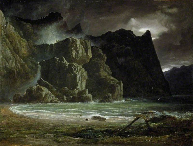 View of a Norwegian Lake before the Sun Has Dissipated the Early Morning Mist by Francis Danby