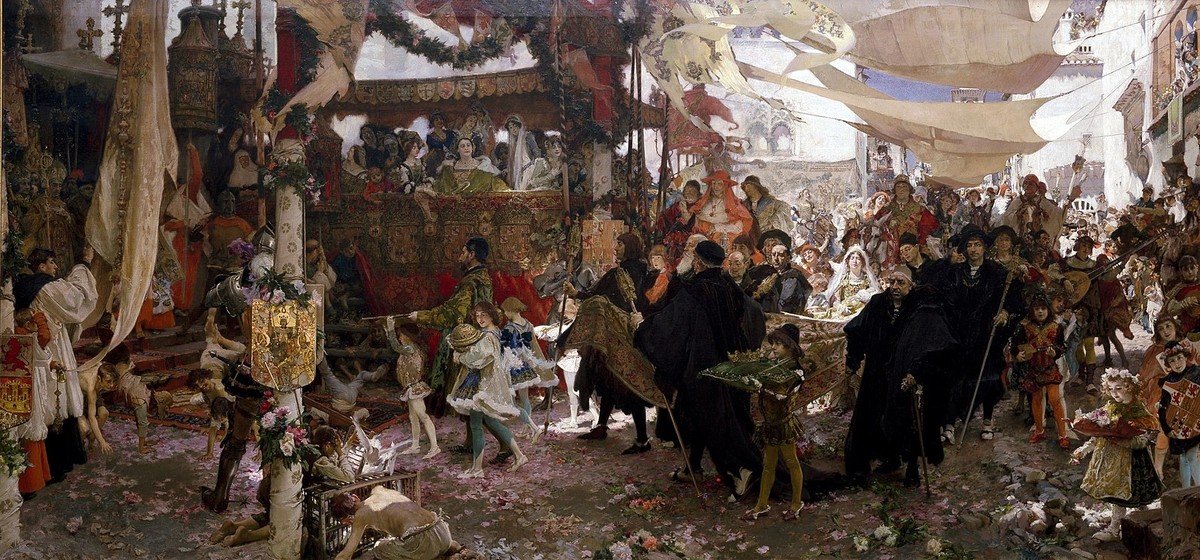 The Baptismal procession of Prince Juan, son of the Catholic Kings, through the streets of Seville by Francisco Pradilla