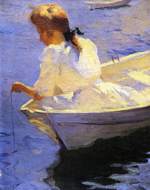 Eleanor in the Dory by Frank W. Benson