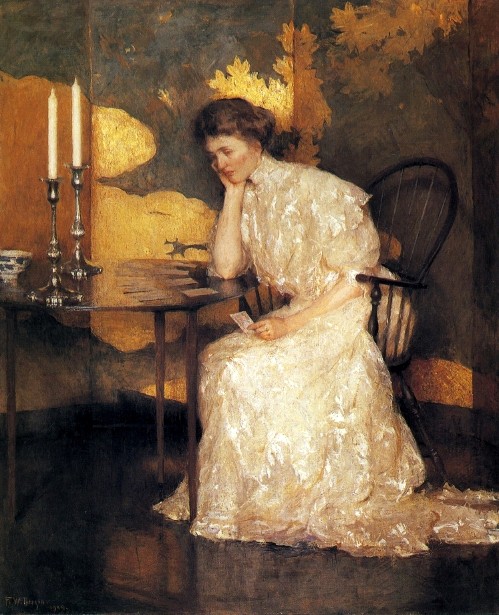 Girl Playing Solitaire by Frank W. Benson