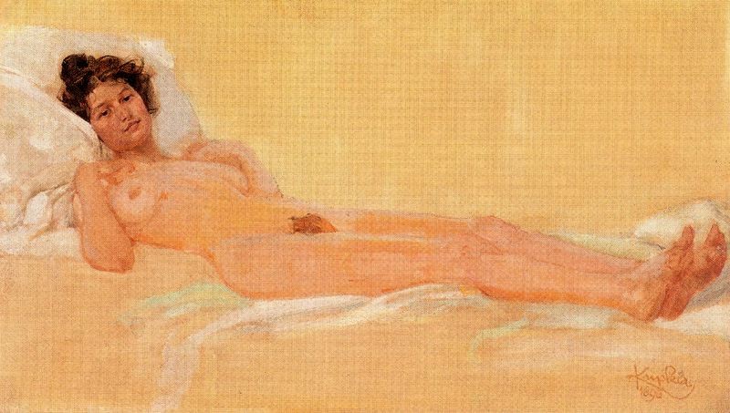 Lying naked, Gabrielle by Frantisek Kupka
