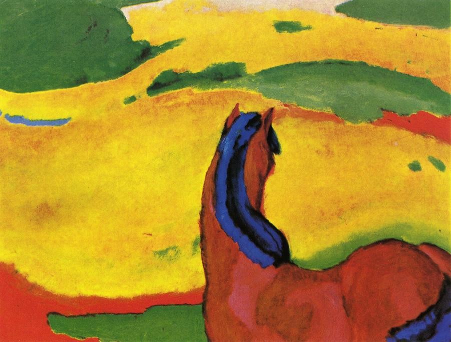 Horse in a landscape by Franz Marc