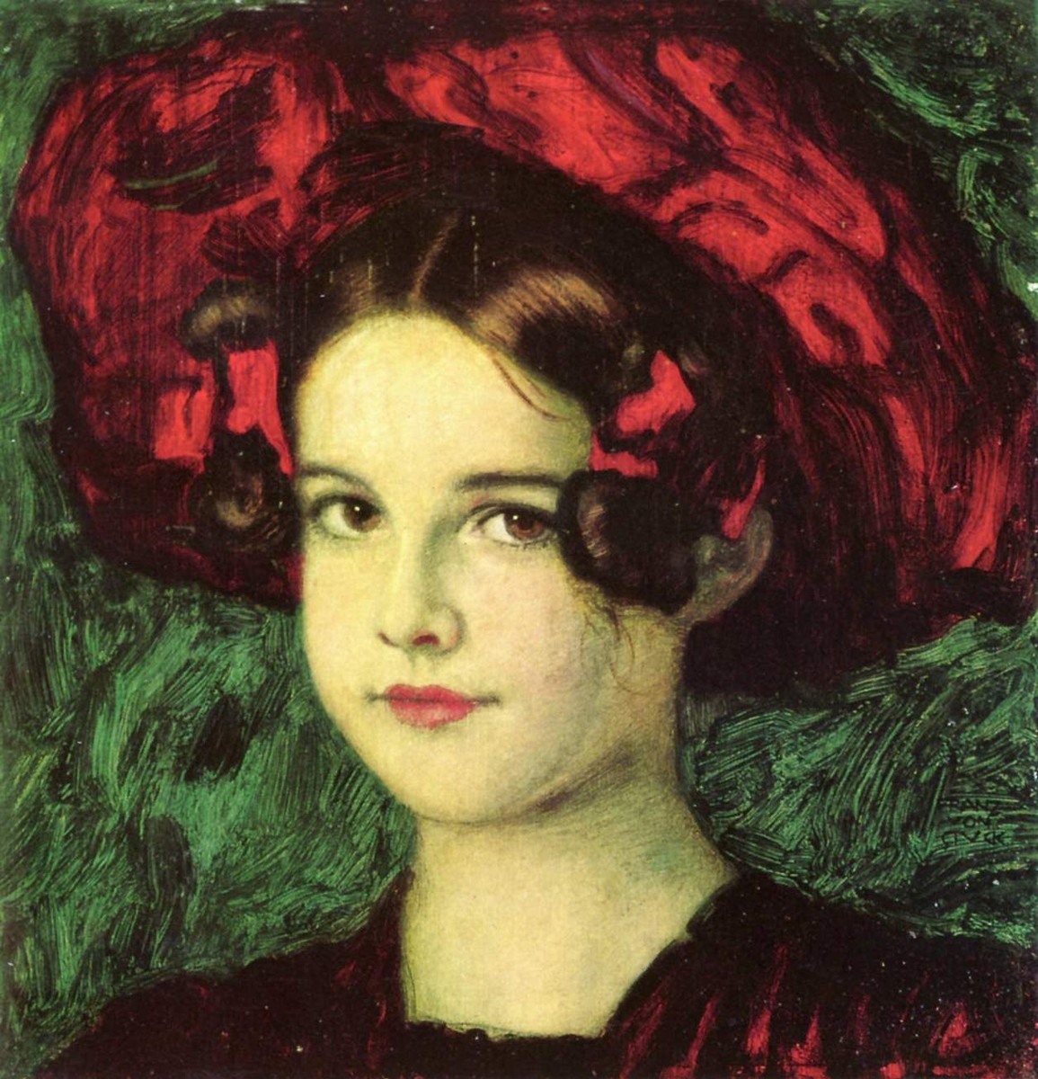 Mary with a red hat by Franz Stuck