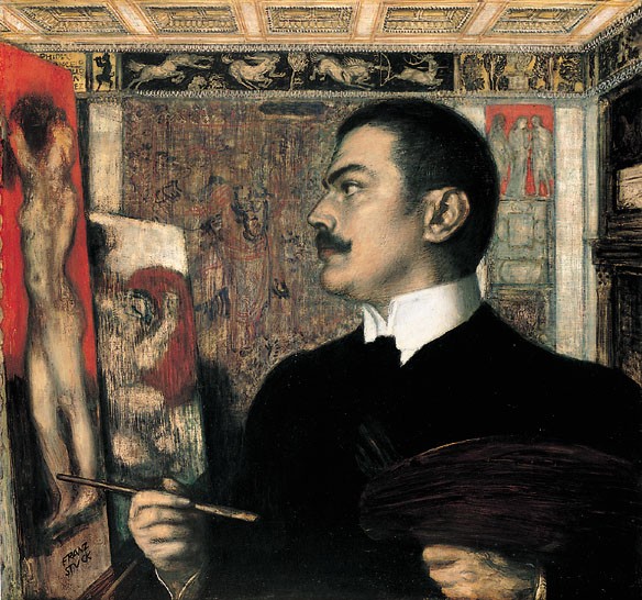 Self-portrait in studio by Franz Stuck