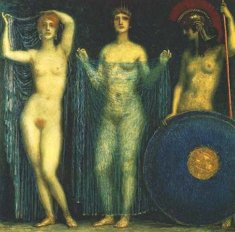 The three goddesses Hera, Aphrodite, Athena by Franz Stuck