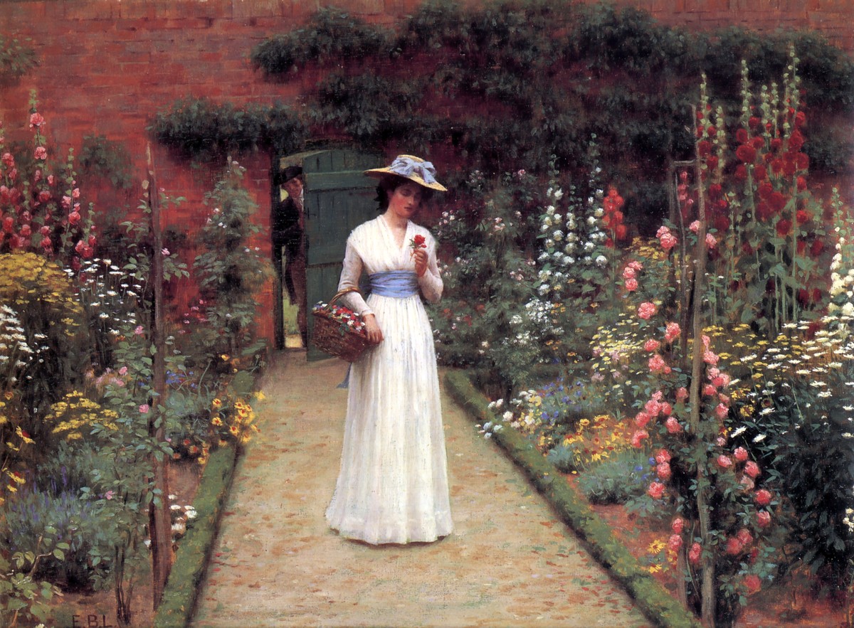 Lady in a Garden by Frederic Leighton