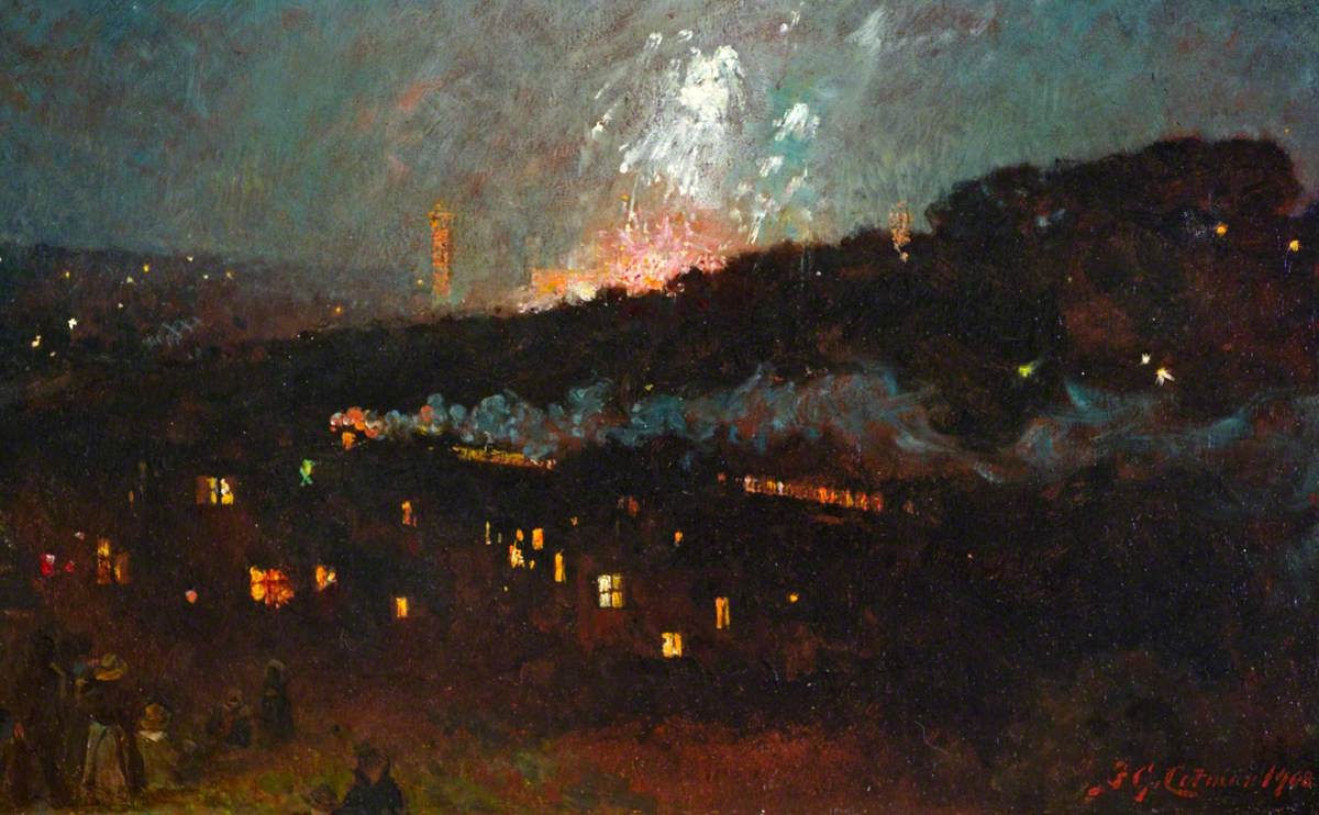 A Firework Display at the Crystal Palace by Frederick George Cotman