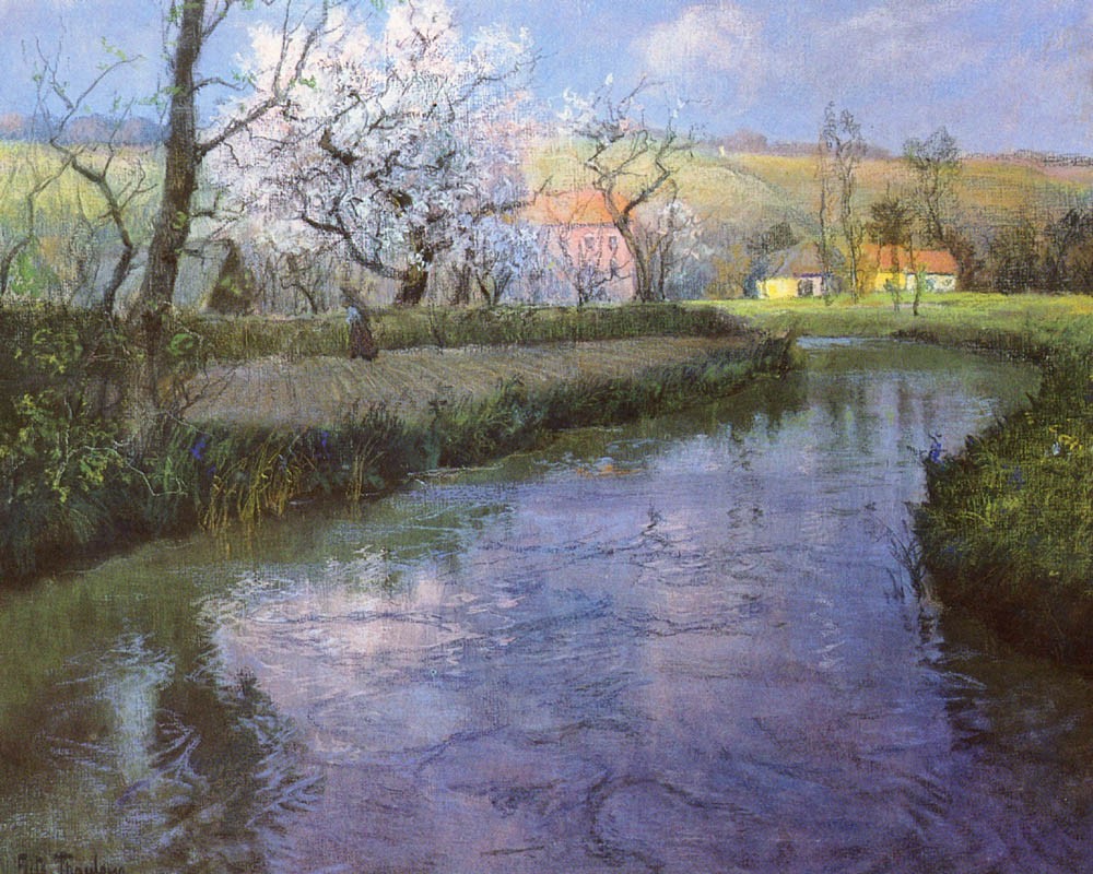 A French River Landscape by Frits Thaulow