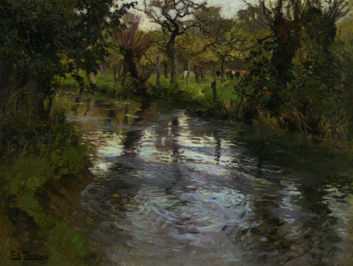 Woodland Scene with a River by Frits Thaulow