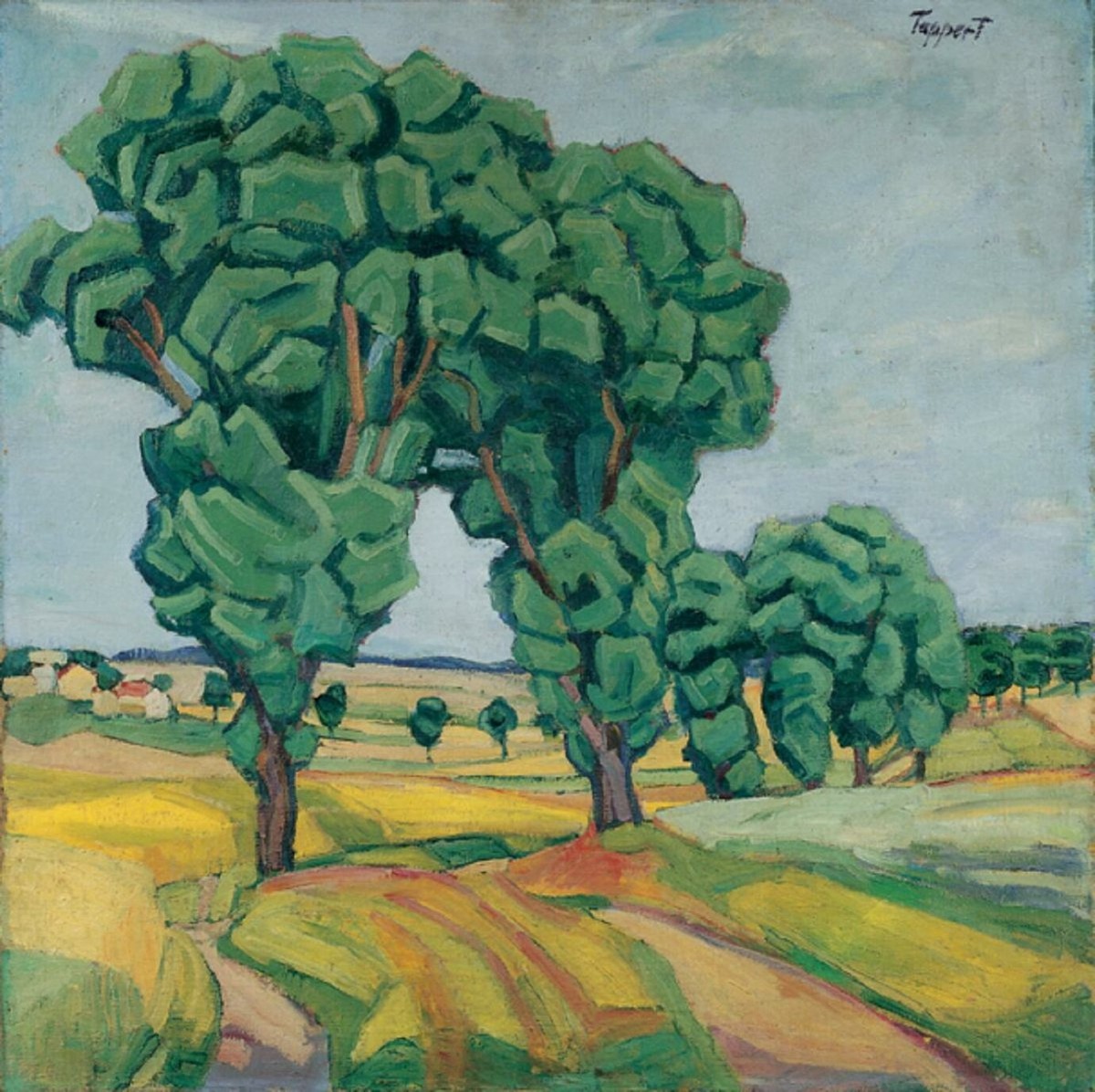 Bäume in Hügeliger Landschaft by Georg Tappert