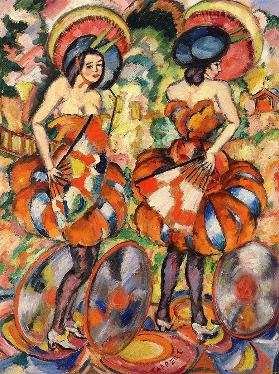 Two Dancers with Fans by Georg Tappert