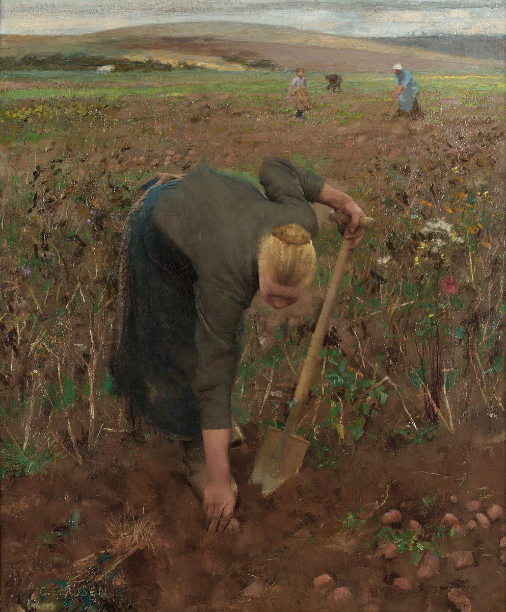 In the fields in Dannes, Pas de Calais (Gathering potatoes) by George Clausen