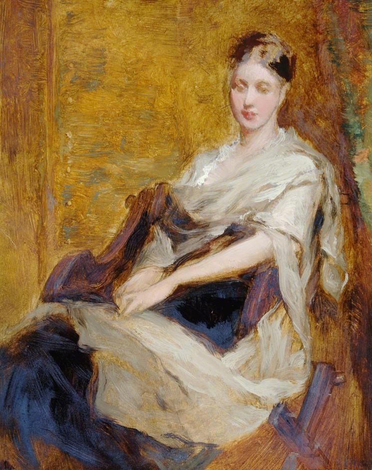 Seated woman in chair by George Elgar Hicks