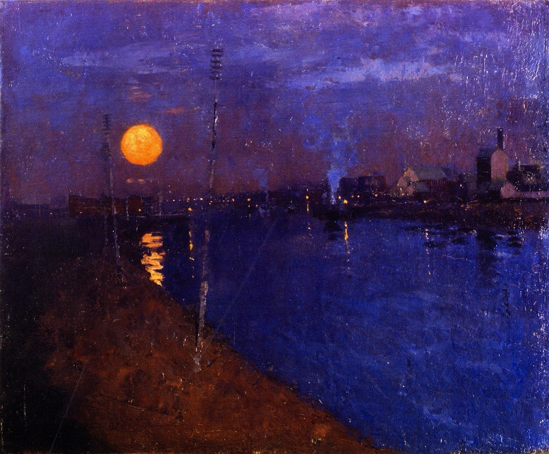 River Landscape by Moonlight by George Henry