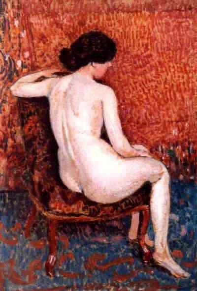 Sitting Nude on Chair by Georges Lemmen