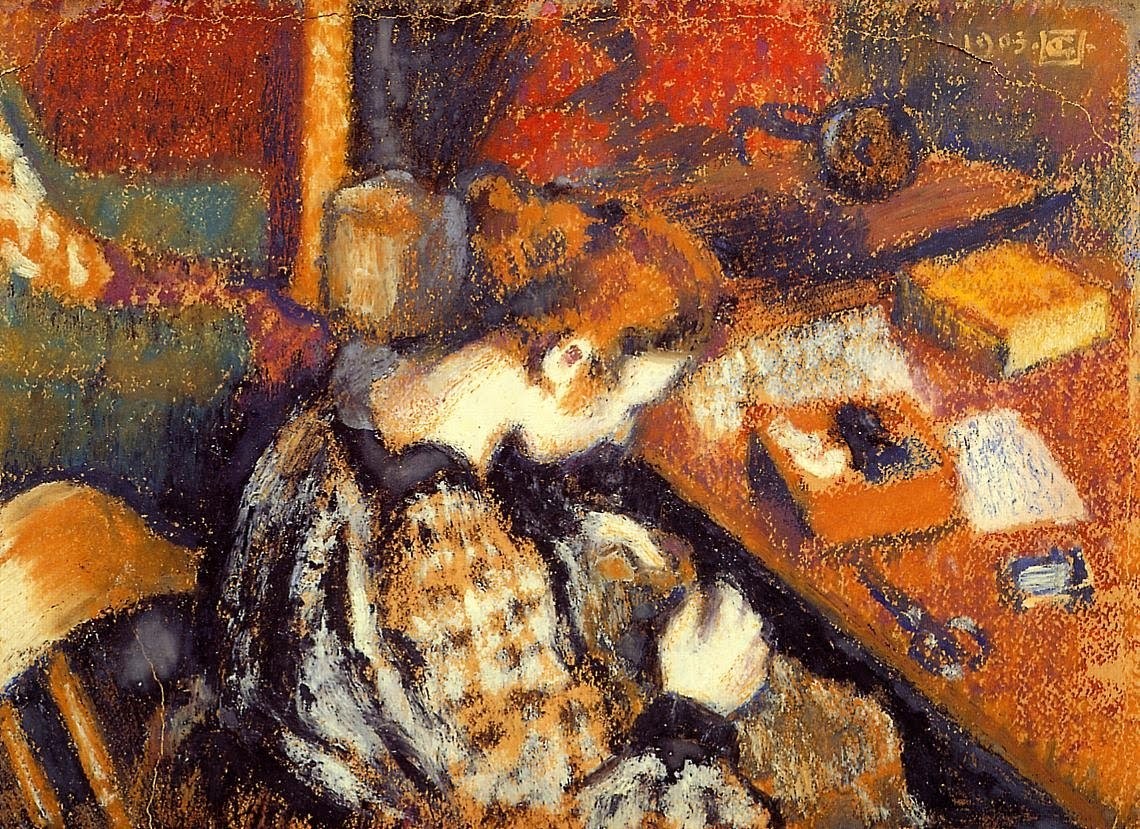 Young Woman Sewing by Georges Lemmen