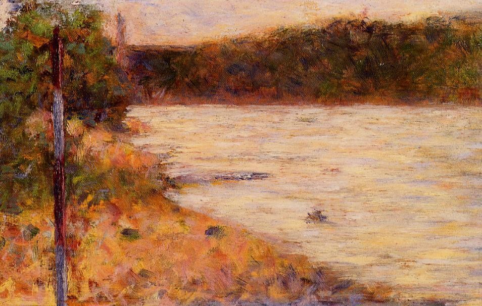 A River Bank (The Seine at Asnieres) by Georges Seurat