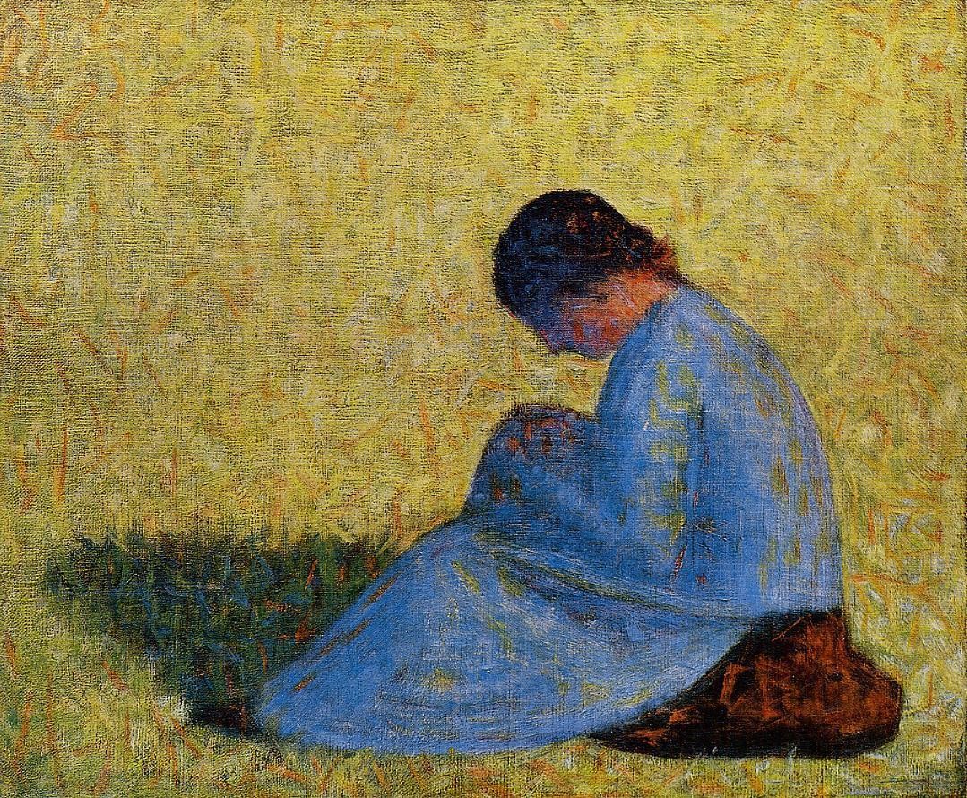 Peasant Woman Seated in the Grass by Georges Seurat