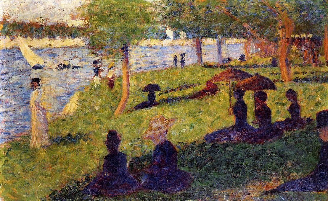 Woman Fishing and Seated Figures by Georges Seurat