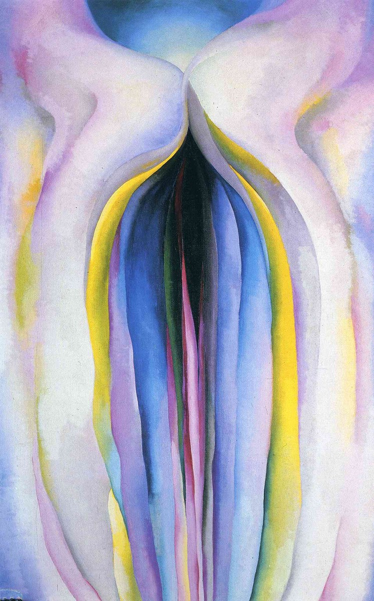 Grey Line With Black, Blue And Yellow by Georgia O'Keeffe