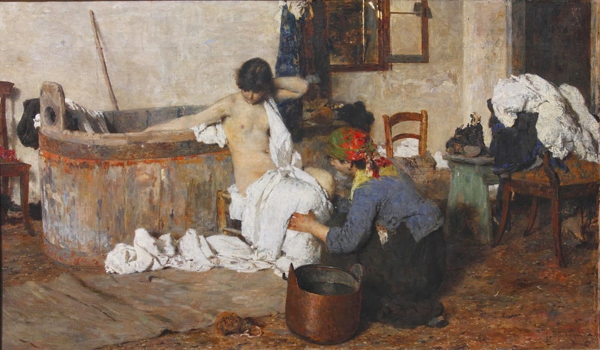 After the bath by Giacomo Favretto