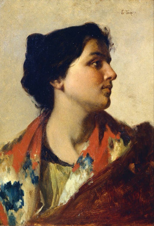 Portrait of a young woman by Giacomo Favretto