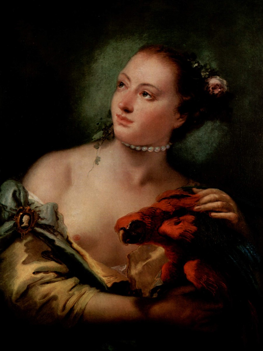 A Young Woman With a Macaw by Giovanni Battista Tiepolo