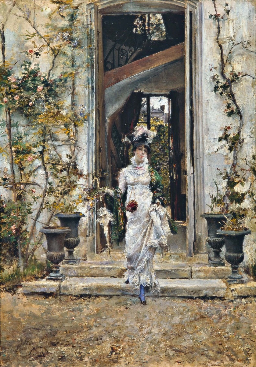 Berthe leaving for a walk by Giovanni Boldini