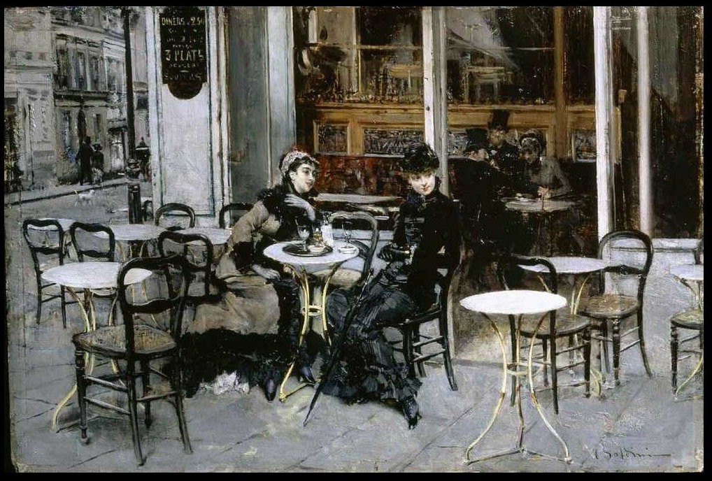 Conversation at the Cafe by Giovanni Boldini