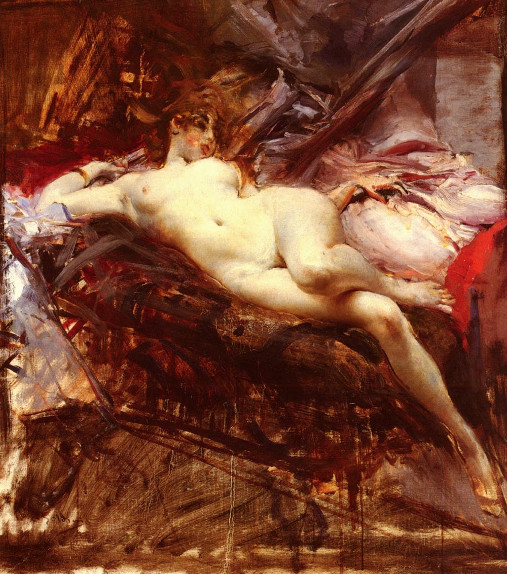 Nude lying down by Giovanni Boldini